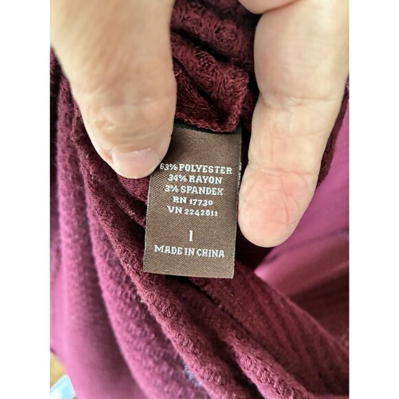 Knox Rose Long Line Cardigan Waffle Knit Open Front with Drapey Collar Size 1 - Picture 4 of 6